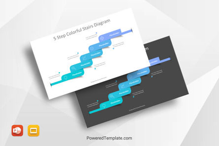 5-Step Colorful Stairs Diagram, Gratis Google Presentaties-thema, 10462, Infographics — PoweredTemplate.com