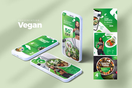 Vegan Instagram Template PPTX, 苹果主题演讲模板, 10482, Art & Entertainment — PoweredTemplate.com