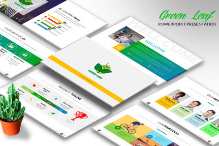 Green Leaf Business Powerpoint Template 03, 10494, Abstract/Textures — PoweredTemplate.com