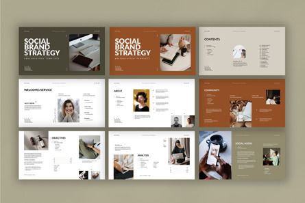 Social Brand Strategy Google Slide Template, スライド 2, 10588, ビジネス — PoweredTemplate.com