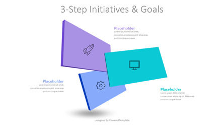 3-Step Initiatives and Goals, スライド 2, 10596, 3D — PoweredTemplate.com