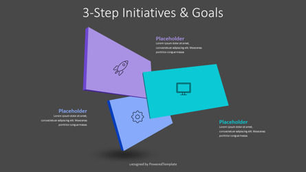 3-Step Initiatives and Goals, スライド 3, 10596, 3D — PoweredTemplate.com