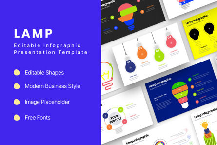Lamp - Infographic PowerPoint Template, スライド 2, 10623, 3D — PoweredTemplate.com