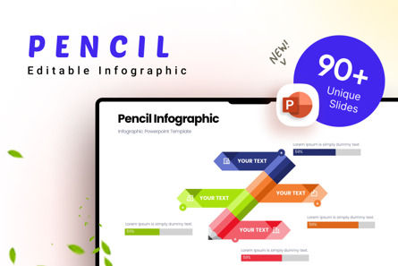 Pencil - Infographic PowerPoint Template, Modello PowerPoint, 10624, 3D — PoweredTemplate.com