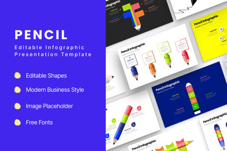 Pencil - Infographic PowerPoint Template, 슬라이드 2, 10624, 3D — PoweredTemplate.com