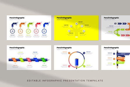 Pencil - Infographic PowerPoint Template, スライド 4, 10624, 3D — PoweredTemplate.com