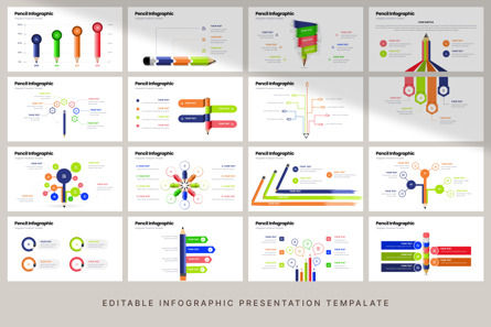 Pencil - Infographic PowerPoint Template, 슬라이드 5, 10624, 3D — PoweredTemplate.com