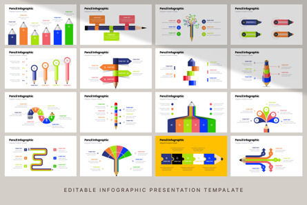 Pencil - Infographic PowerPoint Template, スライド 6, 10624, 3D — PoweredTemplate.com