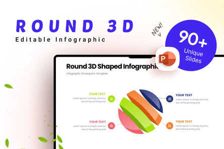 Round 3D Shaped - Infographic PowerPoint Template, Modelo do PowerPoint, 10627, 3D — PoweredTemplate.com