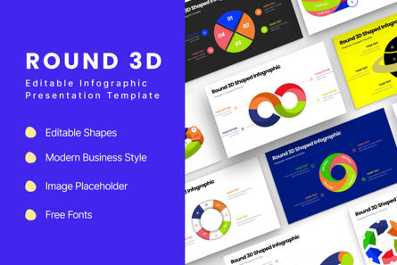 Round 3D Shaped - Infographic PowerPoint Template, スライド 2, 10627, 3D — PoweredTemplate.com