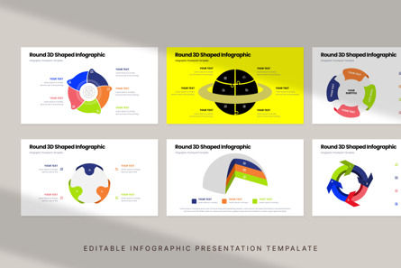 Round 3D Shaped - Infographic PowerPoint Template, スライド 4, 10627, 3D — PoweredTemplate.com