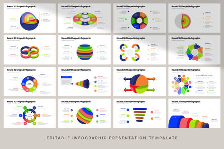 Round 3D Shaped - Infographic PowerPoint Template, スライド 5, 10627, 3D — PoweredTemplate.com