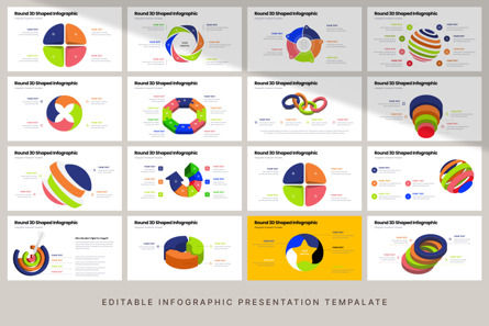 Round 3D Shaped - Infographic PowerPoint Template, 幻灯片 6, 10627, 3D — PoweredTemplate.com