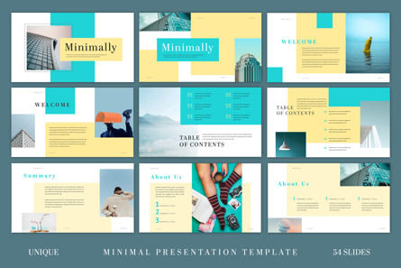 Minimal Presentation Template in Teal and Yellow Color, スライド 2, 10650, ビジネス — PoweredTemplate.com