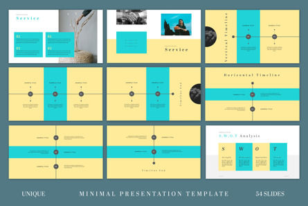 Minimal Presentation Template in Teal and Yellow Color, Folie 5, 10650, Business — PoweredTemplate.com