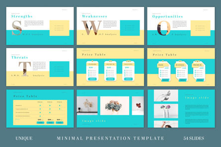 Minimal Presentation Template in Teal and Yellow Color, Diapositiva 6, 10650, Negocios — PoweredTemplate.com