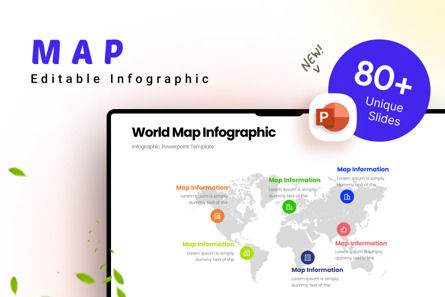 Map - Infographic PowerPoint Template, PowerPointテンプレート, 10653, アメリカ — PoweredTemplate.com