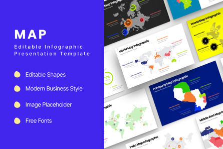Map - Infographic PowerPoint Template, スライド 2, 10653, アメリカ — PoweredTemplate.com