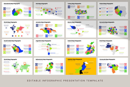 Map - Infographic PowerPoint Template, Folie 6, 10653, Amerika — PoweredTemplate.com