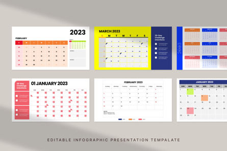 Calendar 2023 Infographic PowerPoint Template, スライド 4, 10673, データベースの図＆グラフ — PoweredTemplate.com