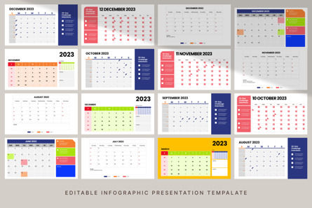 Calendar 2023 Infographic PowerPoint Template, Slide 6, 10673, Bagan dan Diagram berdasarkan Data — PoweredTemplate.com