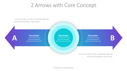 2 Horizontal Arrows with Core Concept, Slide 2, 10678, Process Diagrams — PoweredTemplate.com