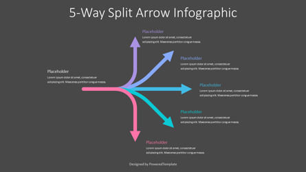 5-Way Split Arrow Infographic, Dia 3, 10684, Procesdiagrammen — PoweredTemplate.com