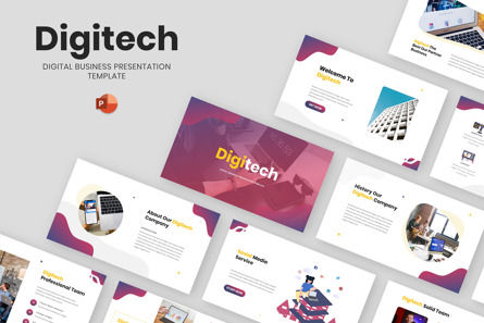 Digitech - Digital Business Powerpoint Template, PowerPoint Template, 10713, Technology and Science — PoweredTemplate.com