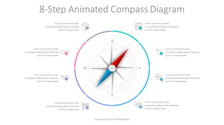 8-Step Animated Compass Diagram, Slide 2, 10721, Animated — PoweredTemplate.com