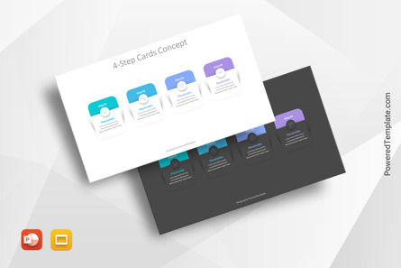 4-Step Cards Concept, Gratis Tema Google Slides, 10726, Infografis — PoweredTemplate.com