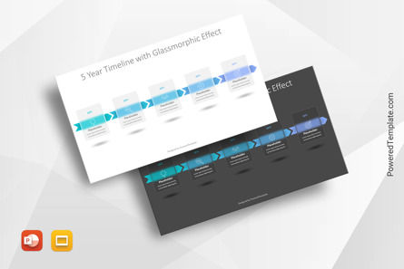 5-Year Timeline with Glassmorphism Effect, Google 슬라이드 테마, 10728, 프로세스 도표 — PoweredTemplate.com