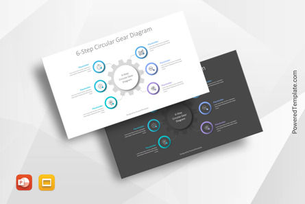 6-Step Circular Gear Diagram, Kostenlos Google Slides Thema, 10768, Infografiken — PoweredTemplate.com