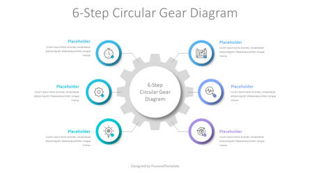 6-Step Circular Gear Diagram, Slide 2, 10768, Infografis — PoweredTemplate.com