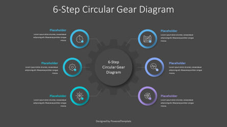 6-Step Circular Gear Diagram, Dia 3, 10768, Infographics — PoweredTemplate.com