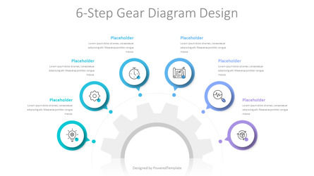 6-Step Gear Diagram Design, Diapositive 2, 10769, Concepts commerciaux — PoweredTemplate.com