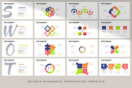 SWOT - Infographic PowerPoint Template, スライド 5, 10773, 3D — PoweredTemplate.com
