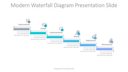 Modern Waterfall Diagram Presentation Template, Slide 2, 10804, Model Bisnis — PoweredTemplate.com