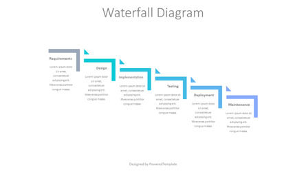 Simple Waterfall Model Diagram Presentation Template, Slide 2, 10805, Business Models — PoweredTemplate.com