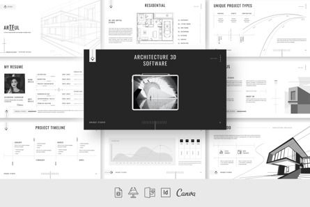 Architecture Portfolio Presentation Template, Modelo do PowerPoint, 10836, Negócios — PoweredTemplate.com