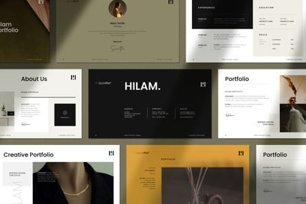 Hilam Portfolio Template, Google Presentaties-thema, 10852, Bedrijf — PoweredTemplate.com